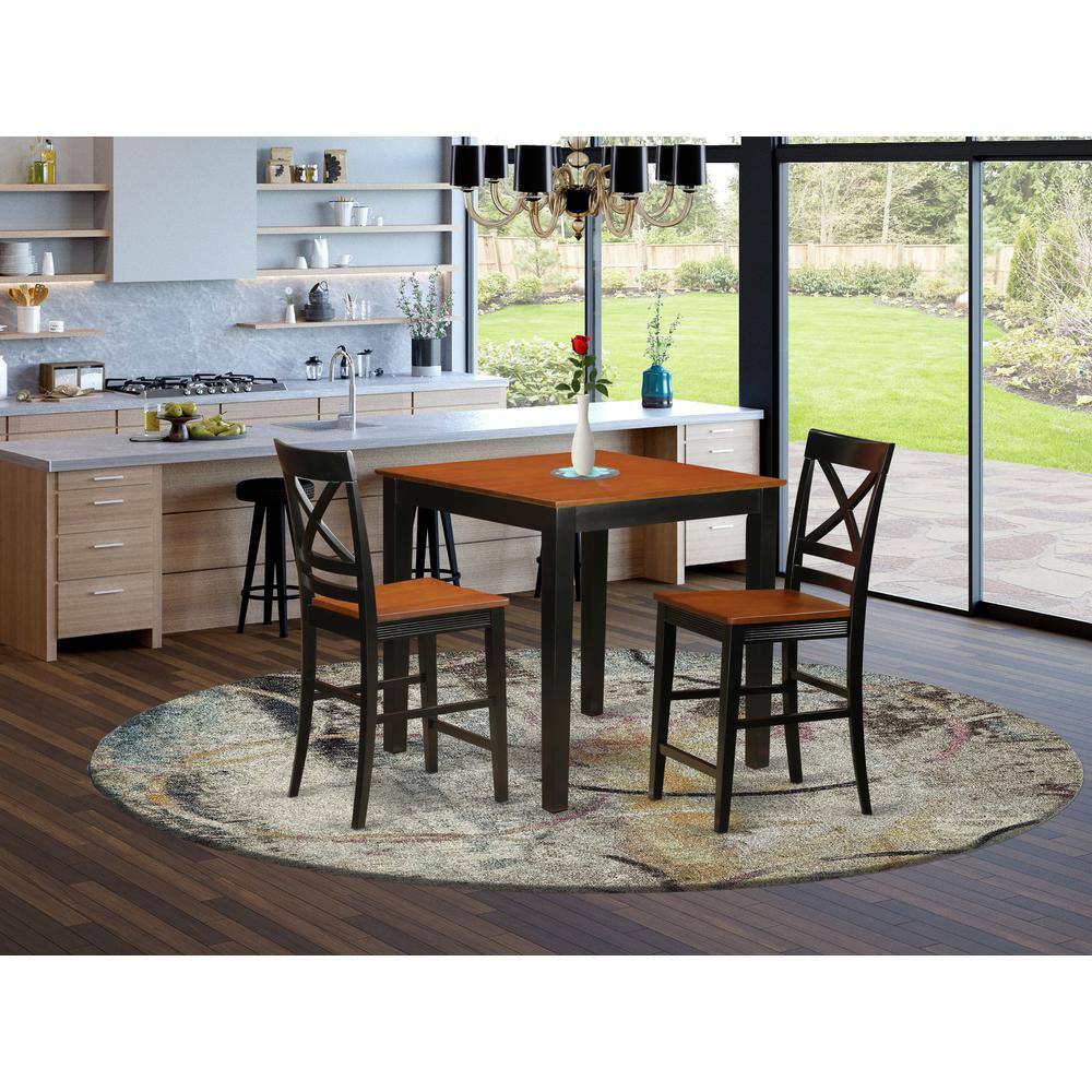 East West Furniture 3 PC pub Table set Kitchen dinette Table and 2 ...