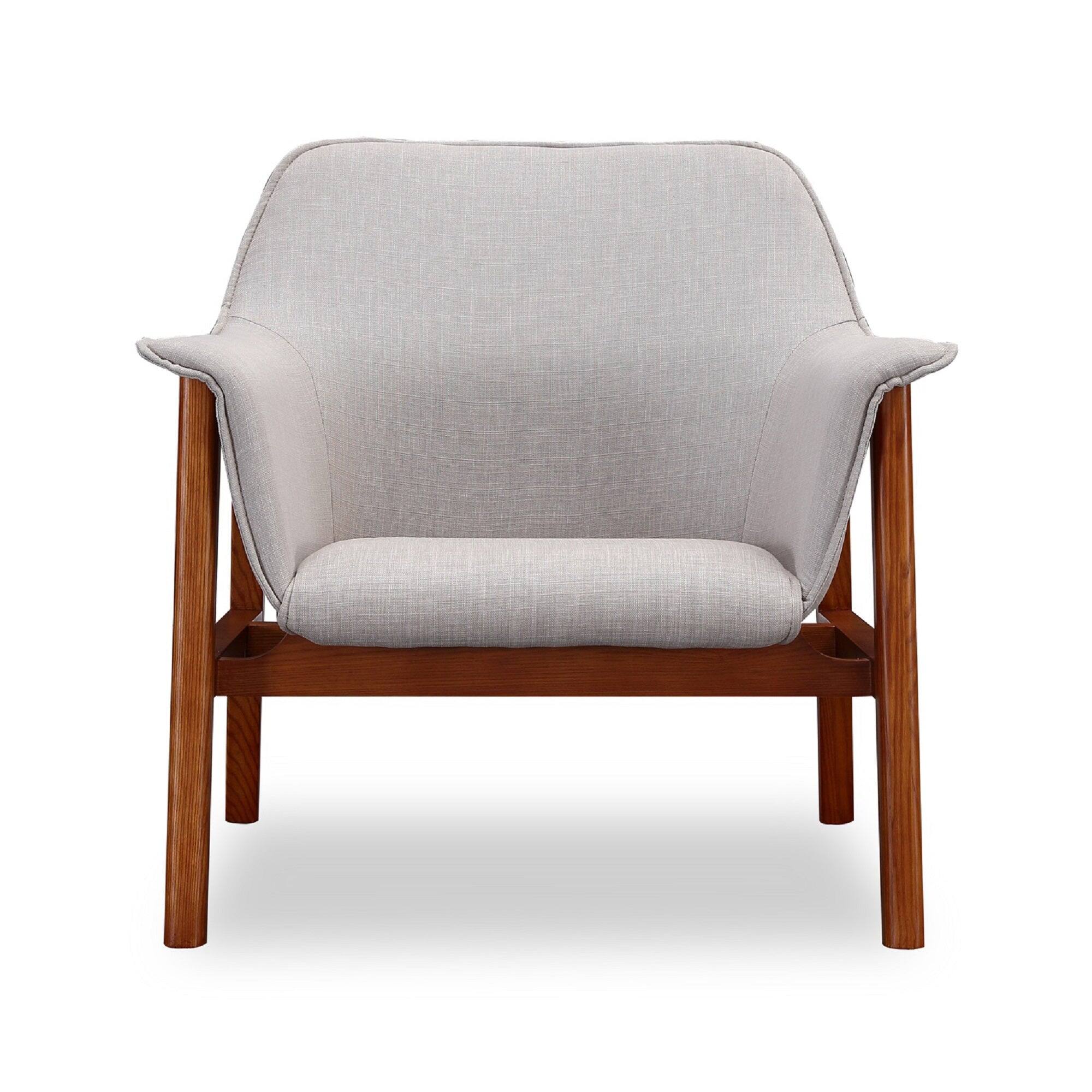 Alt View 1. Manhattan Comfort - Miller Mid-Century Modern Linen Weave Accent Armchair - Set of 2 - Gray.