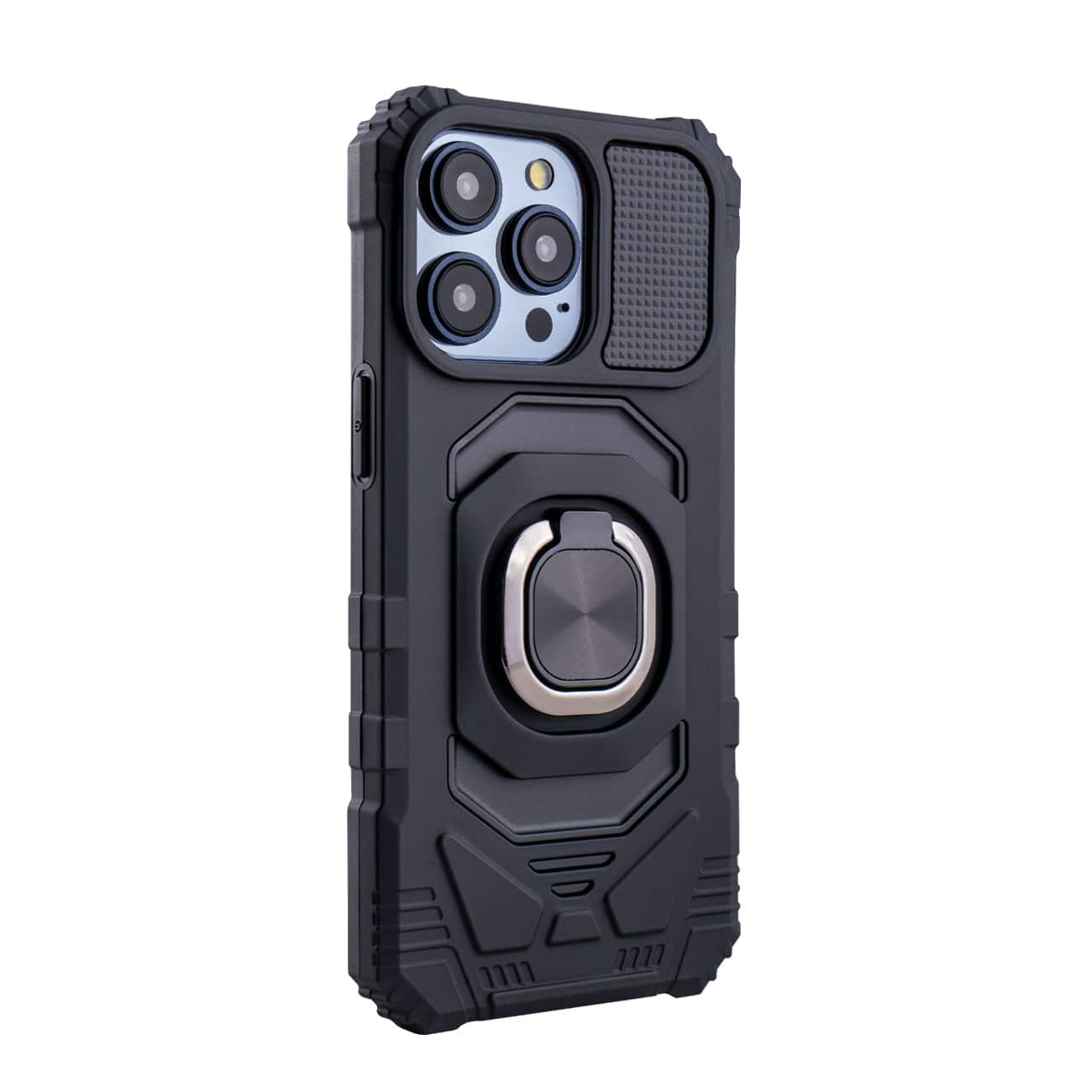 Reiko - Kickstand Ring Holder Tpu Shockproof Case For Iphone 15 Pro Max In - Black