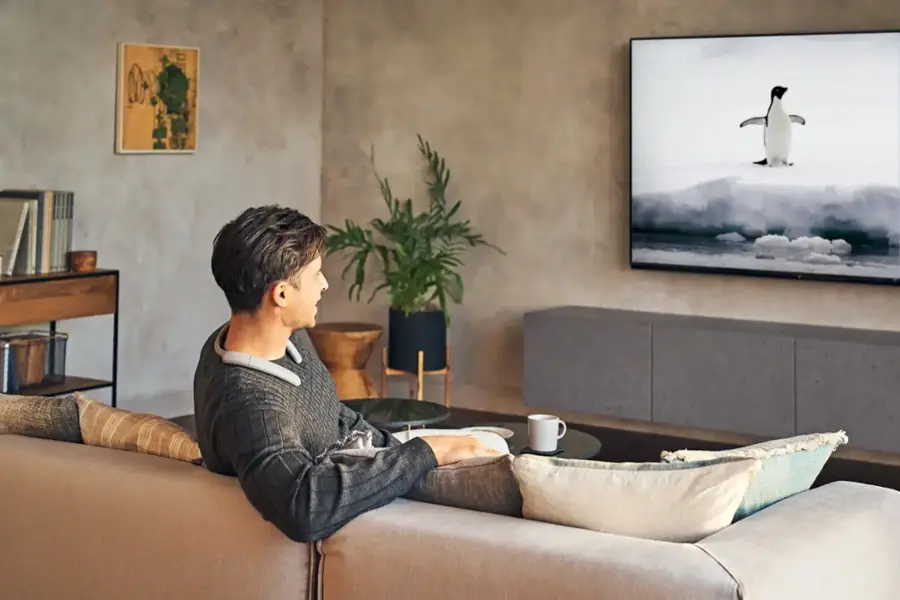 Alt View 24. Sony - Bluetooth Wireless Neckband Speaker - Charcoal Gray.