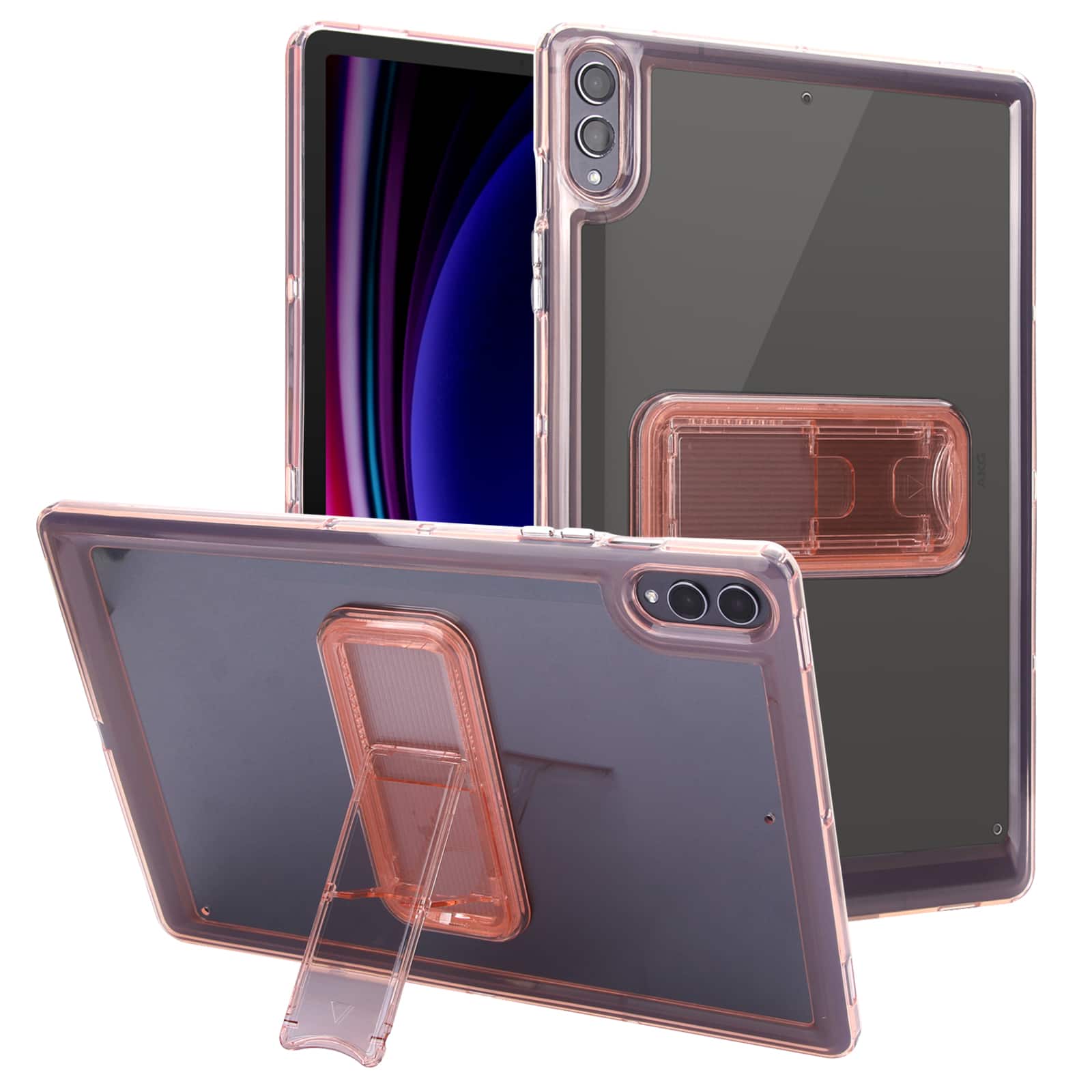 Dteck - Shockproof Matte Case for Samsung Galaxy Tab S9 FE+, Rugged Slim Protective Cover with Folding Kickstand and Raised Edge - Pink