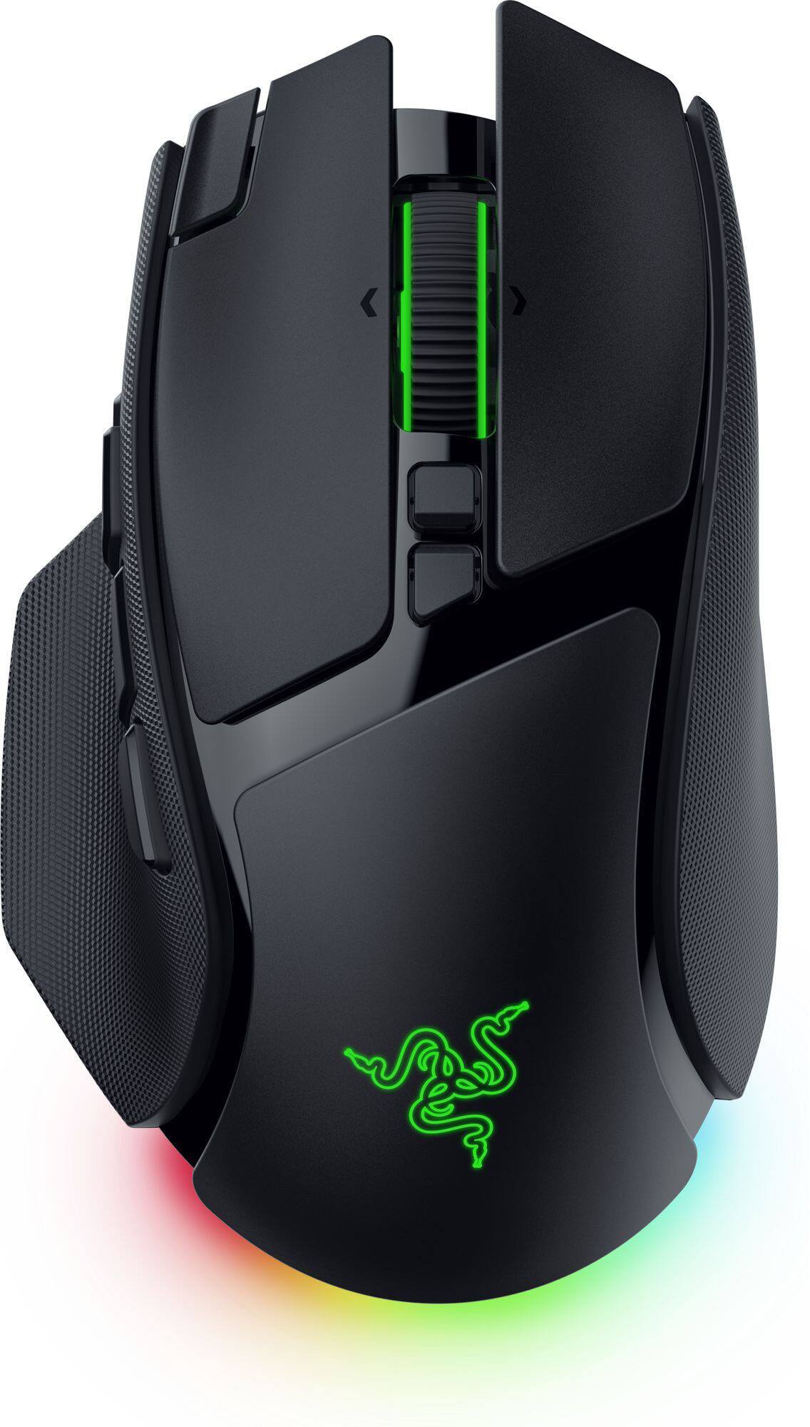 Front. Razer - Basilisk V4 Pro Ergonomic Gaming Mouse with 8000 Hz Polling and Chroma RGB - Black.