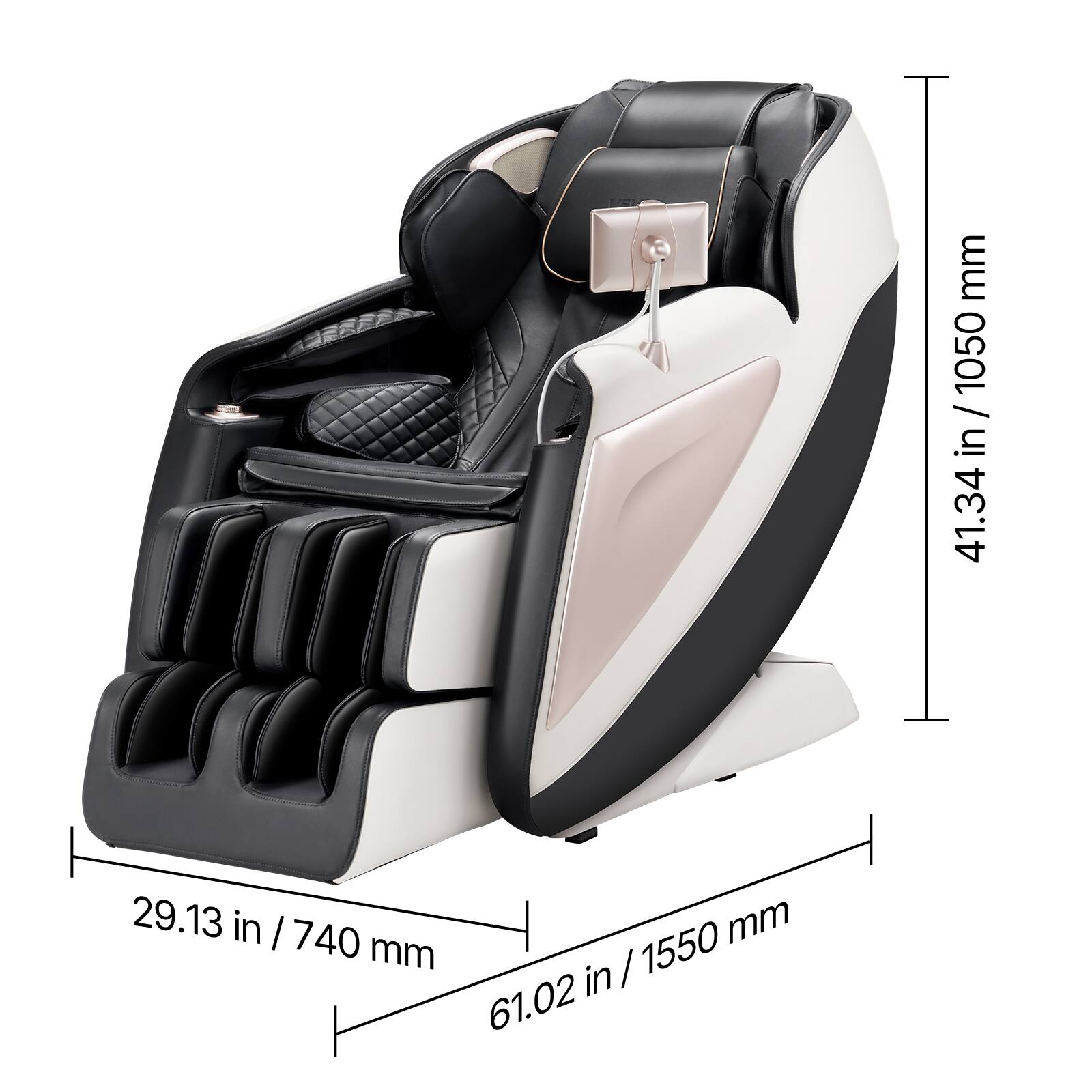 - Height: 41.34 in / 1050 mm
- Width: 29.13 in / 740 mm
- Depth: 61.02 in / 1550 mm