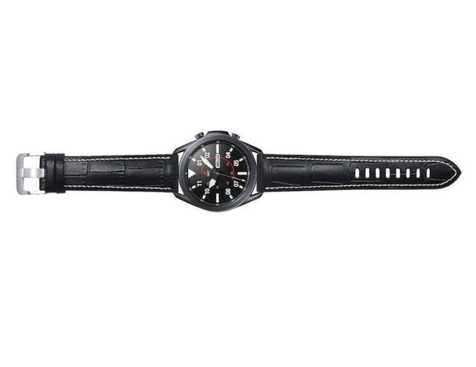 Left. Samsung - Samsung Strap Studio Serafil Prime Leather 20mm Watch Strap | Color: Black - Black.