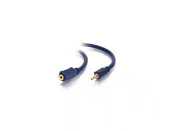 Front. Cables to Go - C2G 40611 Velocity 3.5mm M/F Stereo Audio Extension Cable, Blue (50 Feet, 15.24 Meters).