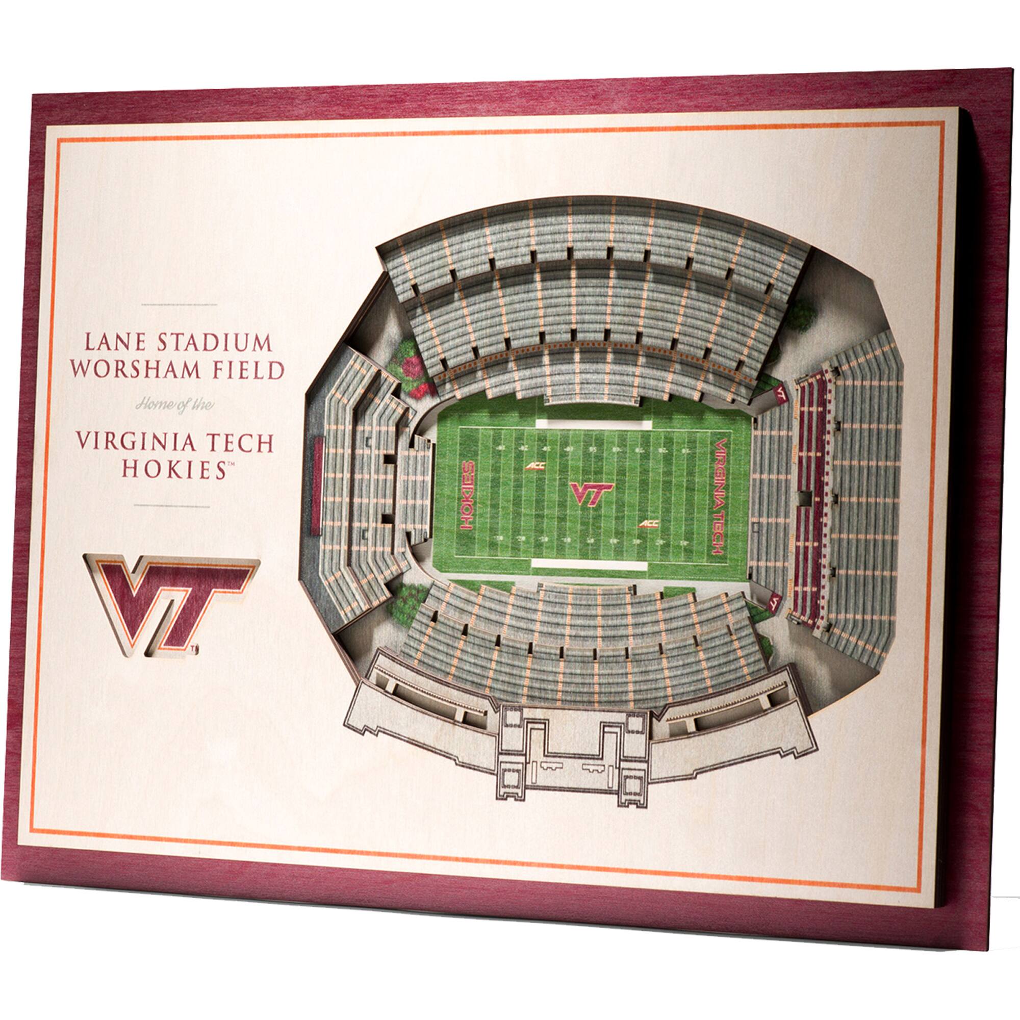 YouTheFan - Virginia Tech Hokies 17'' x 13'' 5-Layer StadiumViews 3D Wall Art - Brown