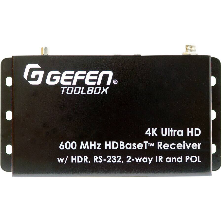 Gefen Toolbox  
4K Ultra HD  
600 MHz HDBaseT™ Receiver  
w/ HDR, RS-232, 2-way IR and POL