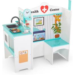 Lil' Jumbl - Wooden Doctor Playset, Multi-Sided Pretend Medical Office w/Exam Room, Check-in & More - White