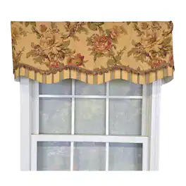 RLF Home - 100% Cotton Dewsbury Glory Fully lined Windows Rod Pocket Valance 50" x 16" - Beige