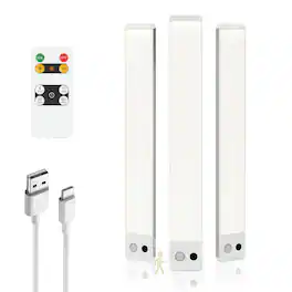 Dawnrise - 3 Pack 12 inch Rechargeable Motion Sensor Under Cabinet Light with Remote Control, Neutral White, Dimmable