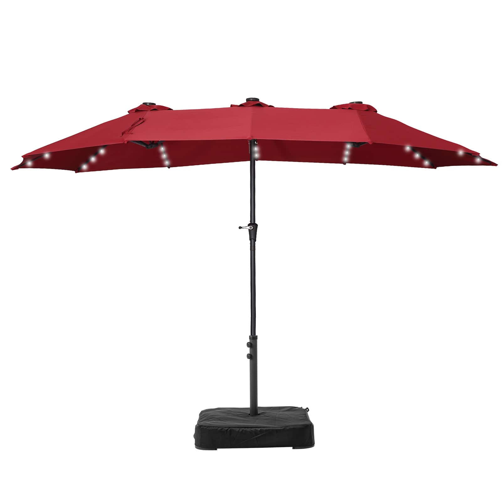 Ainfox - 15ft Large Patio Umbrella With LED Lights - Red
