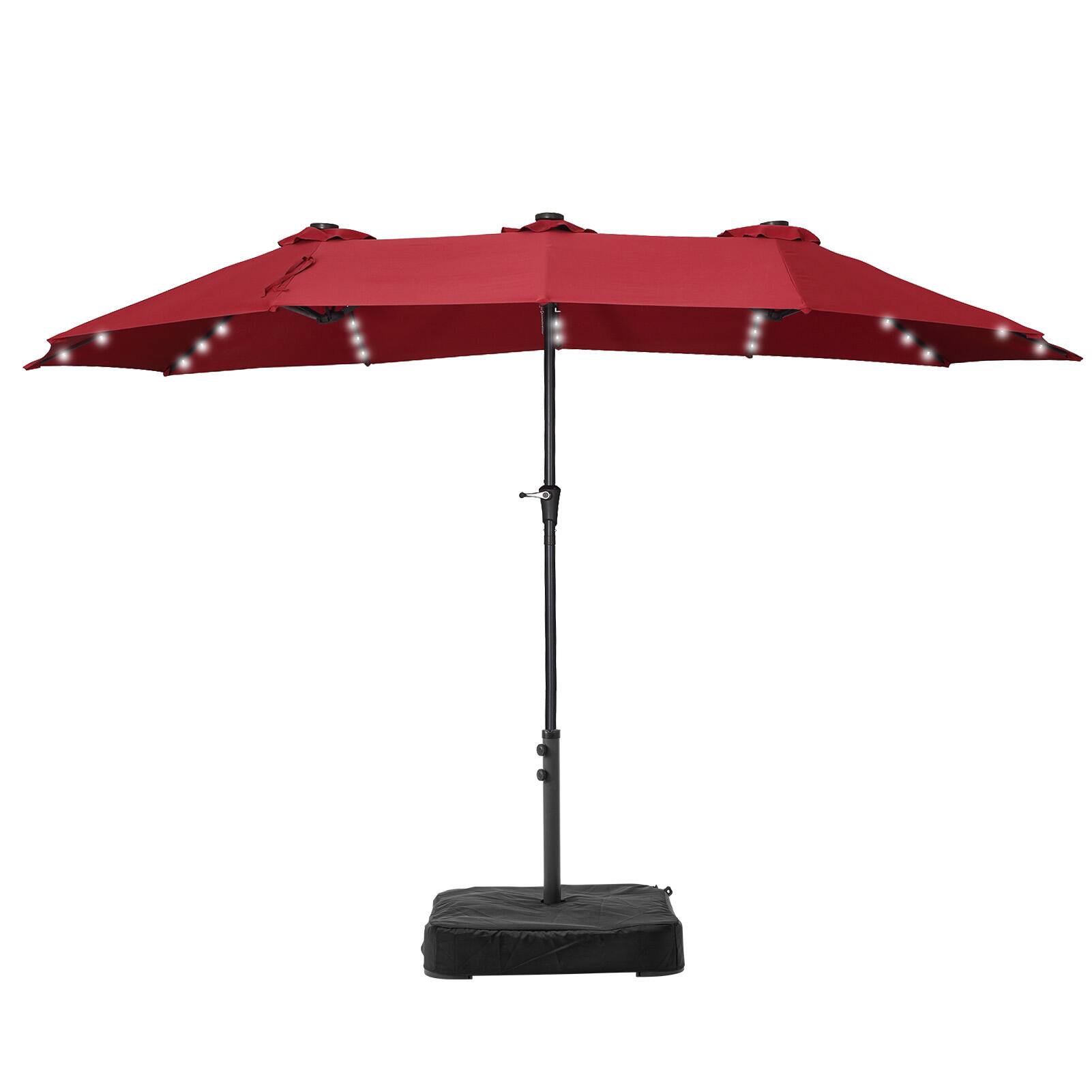 Front. Ainfox - Ainfox 15ft Large Patio Umbrella With LED Lights - Red.