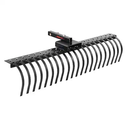 Front. VEVOR - Tow Behind Landscape Rake, 60" Tow Dethatcher with 21 Steel Coil Tines, Lawn Dethatcher Rake Attaches - Black.