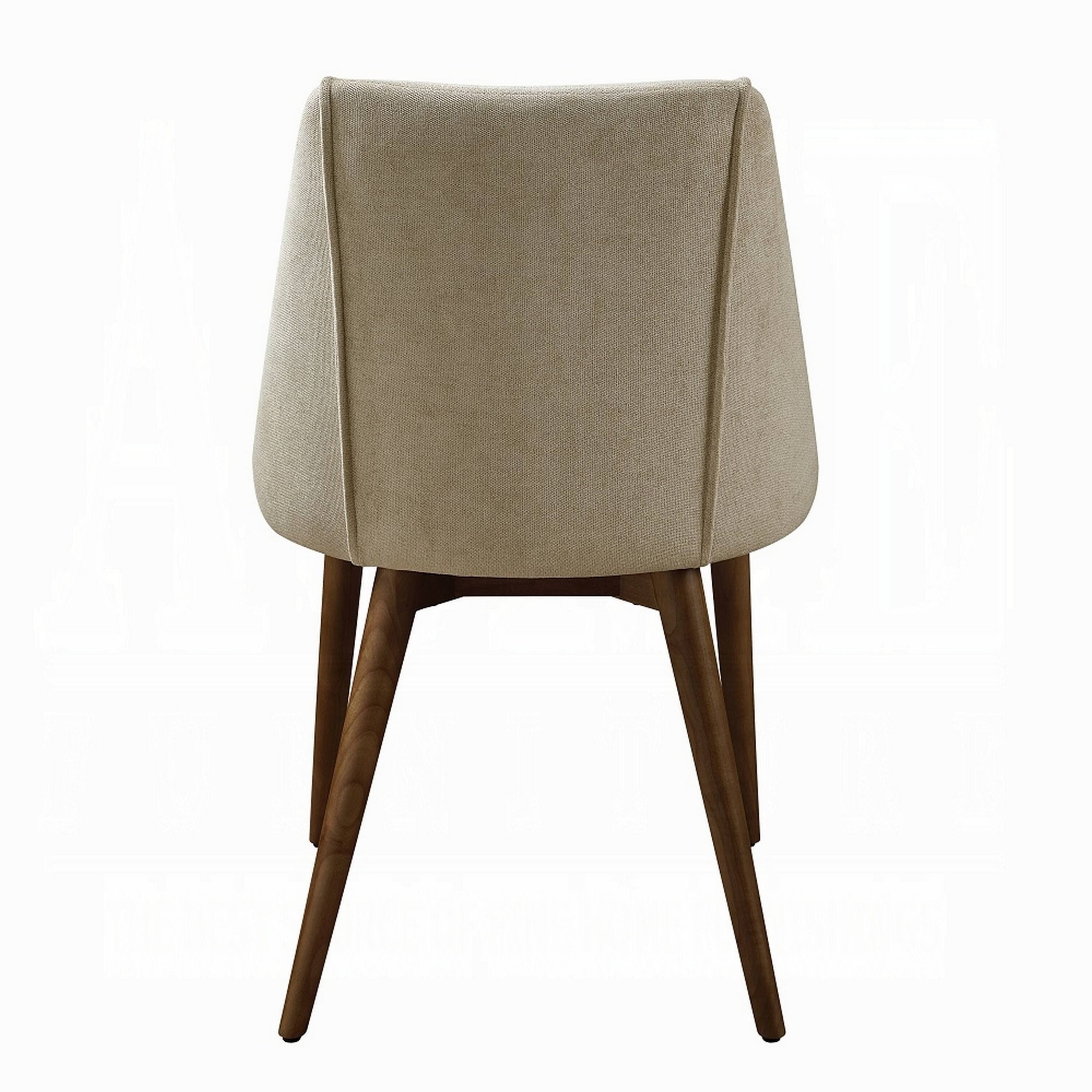 Alt View 3. Manhattan Lane - Iliana Side Dining Chair Set of 2, Beige Fabric, Tapered Brown Legs - Beige, Walnut Brown.