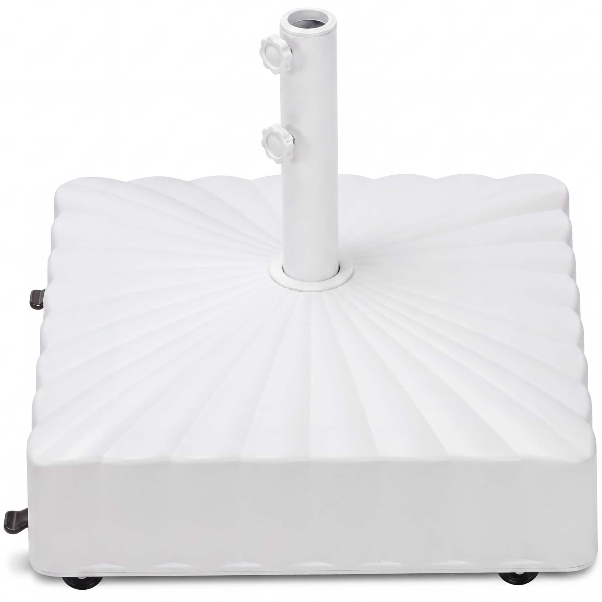 Best Choice Products - Fillable Mobile Umbrella Base Heavy Duty Market Stand w/ Wheels, Locks, 123lb Capacity - White