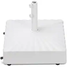 Front. Best Choice Products - Best Choice Products Fillable Mobile Umbrella Base Heavy Duty Market Stand w/ Wheels, Locks, 123lb Capacity - White - Square Scallop - White.