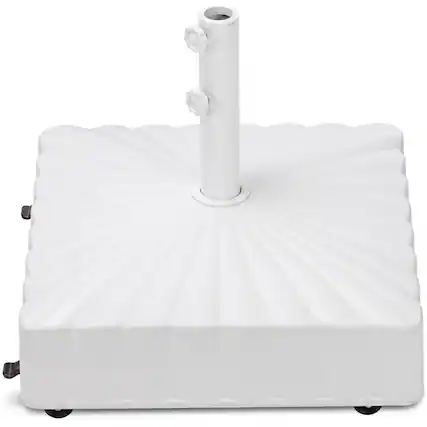 Front. Best Choice Products - Best Choice Products Fillable Mobile Umbrella Base Heavy Duty Market Stand w/ Wheels, Locks, 123lb Capacity - White - Square Scallop - White.