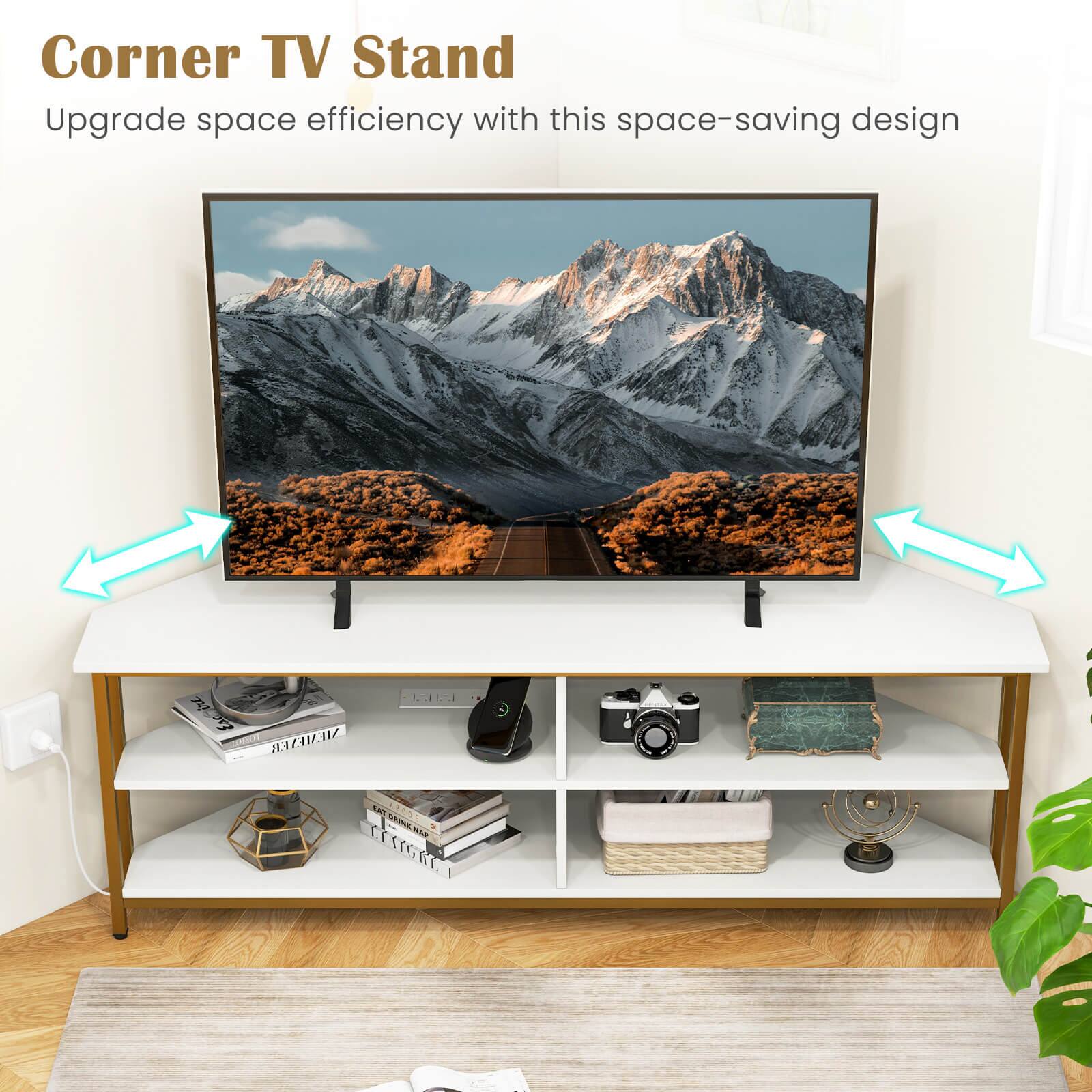 Corner TV Stand: Upgrade space efficiency with this space-saving design.