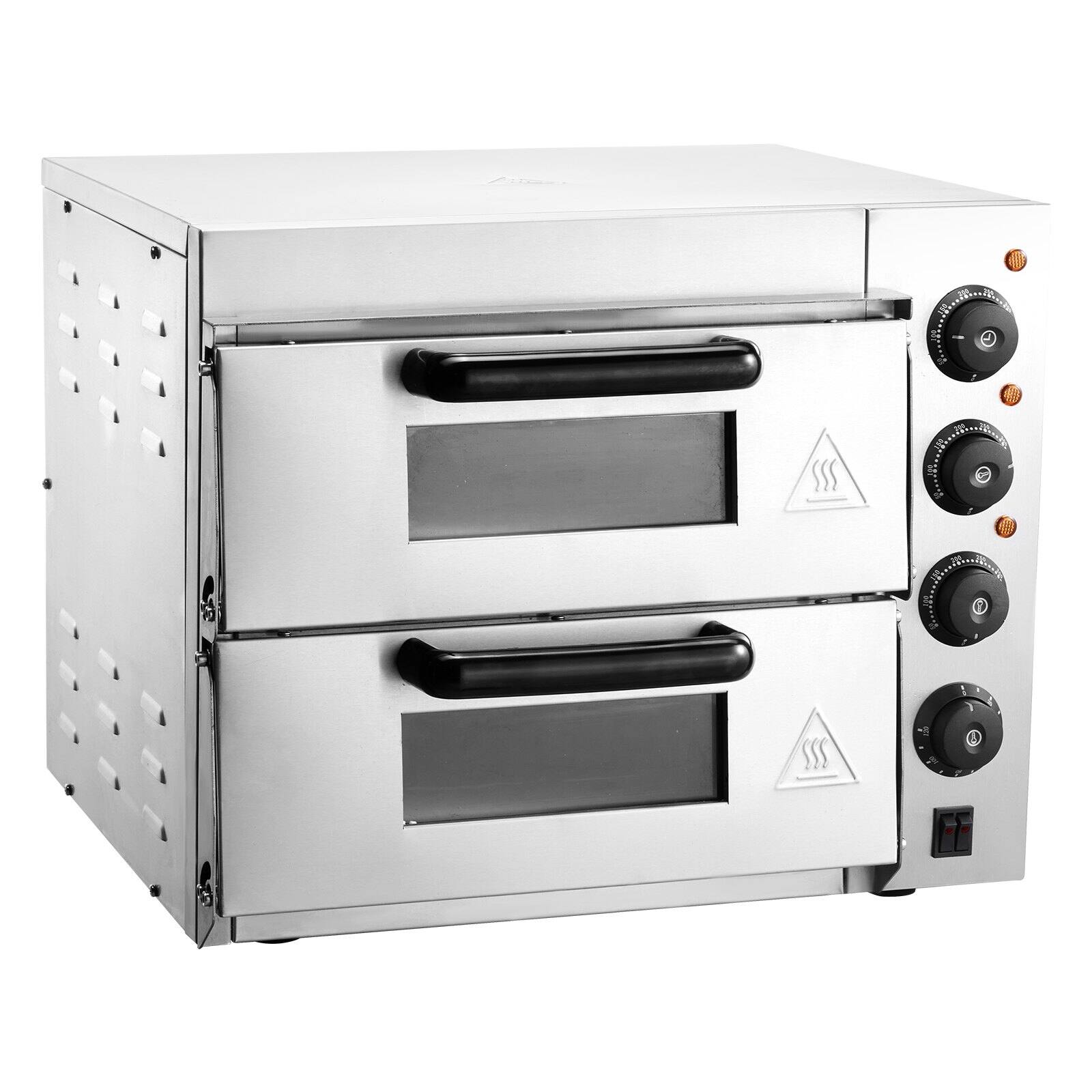 Alt View 8. Glintex - 14in Electric Pizza Oven Countertop, Adjustable Temp Control for Indoor Commercial Kitchen Use - Silver.