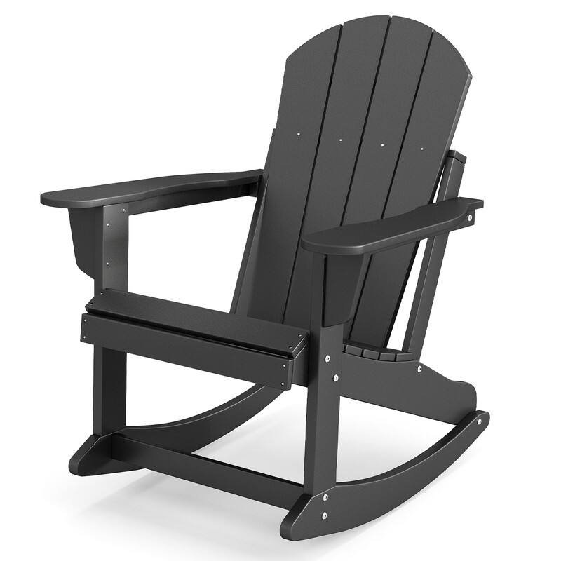 Front. FODINGHILL - Adirondack Rocking Chair, All weather Outdoor Chair for Patio & Garden - Black.