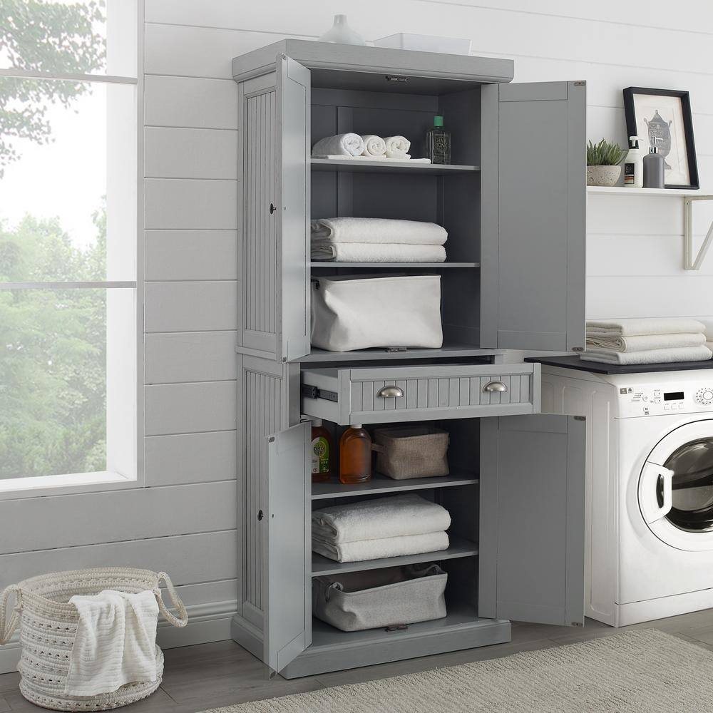 Alt View 9. Crosley Furniture - Seaside Kitchen Storage Pantry - Distressed Gray.