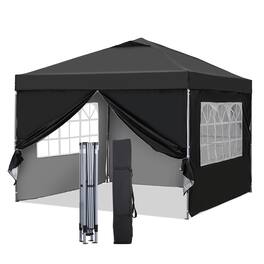 Ainfox - Pop Up Gazebo Outdoor Canopy Tent With 4 Removable Sidewalls - Black
