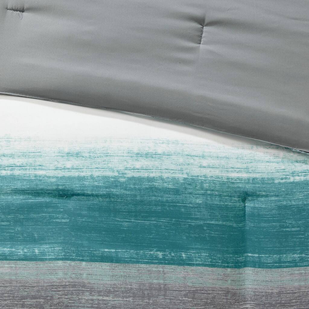 Alt View 5. Gracie Mills - Gracie Mills Ianne Modern Watercolor Stripe Comforter Set with Cotton Bed Sheets - Aqua.