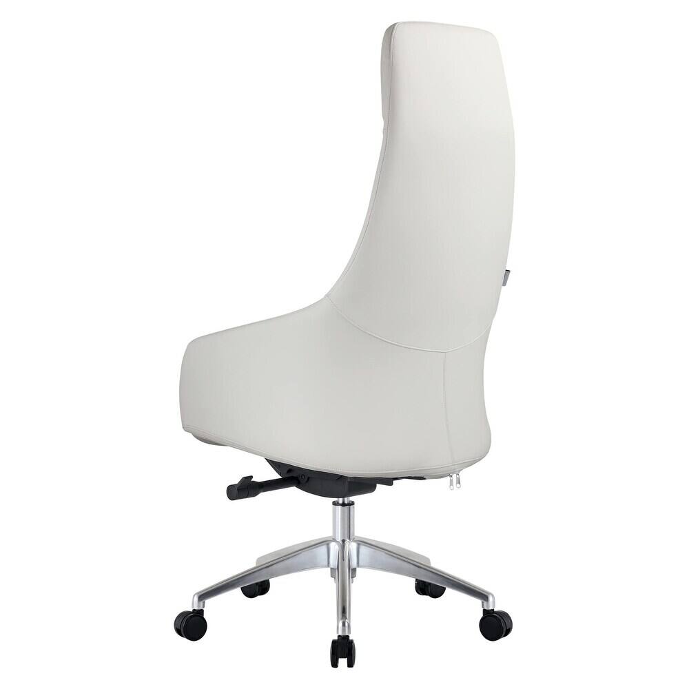 Alt View 4. LeisureMod - Celeste High-Back Office Chair in Upholstered Leather with Iron Frame Swivel and Tilt for Desk, Study and Home Office - White.