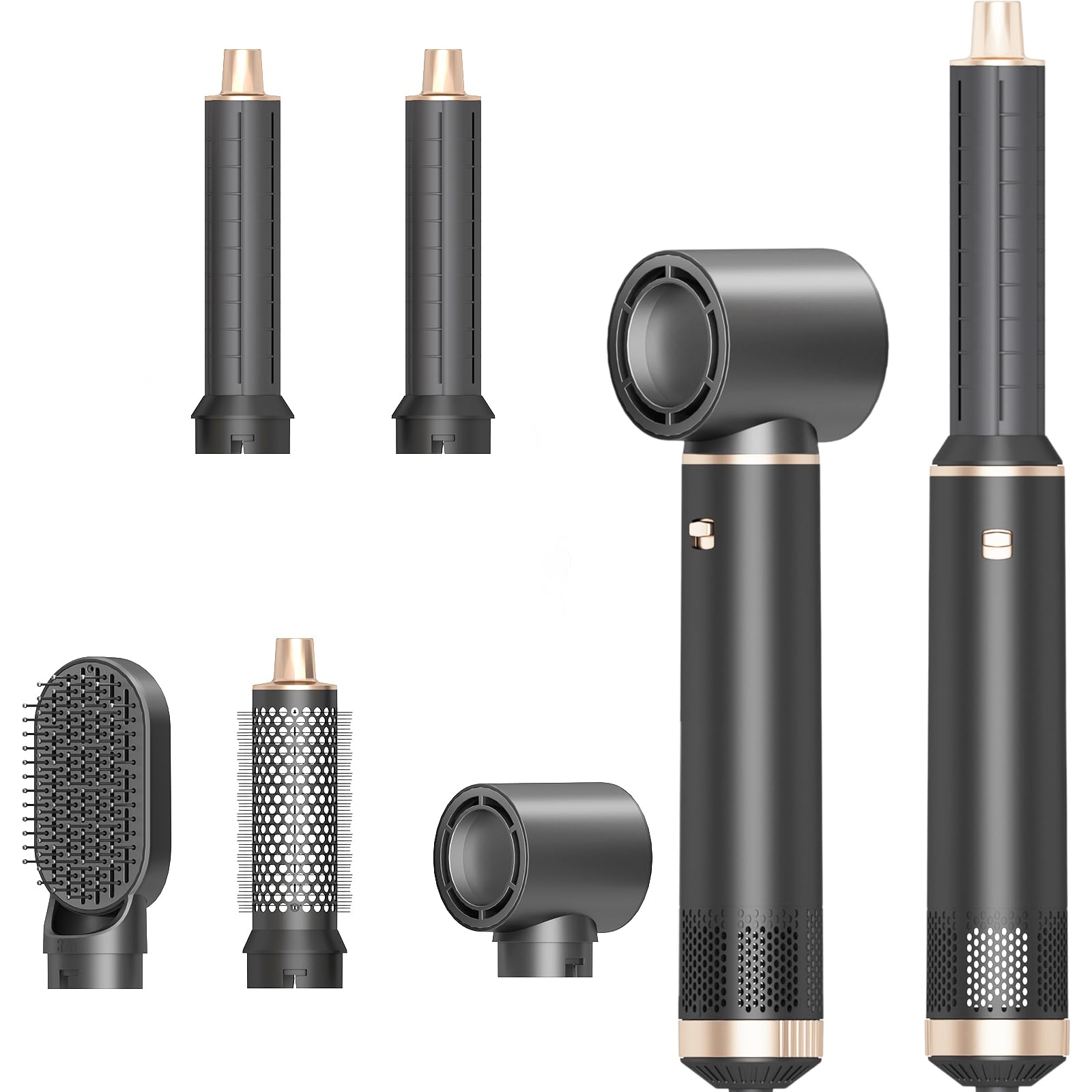 Front. Reds Spade - Hair Styler Dryer Brush Low speed Negative Ionic Air Drying Multi Professional Blow For Curling Volumizing - Gray/Rose Gold 5 in 1 Hair Styler.