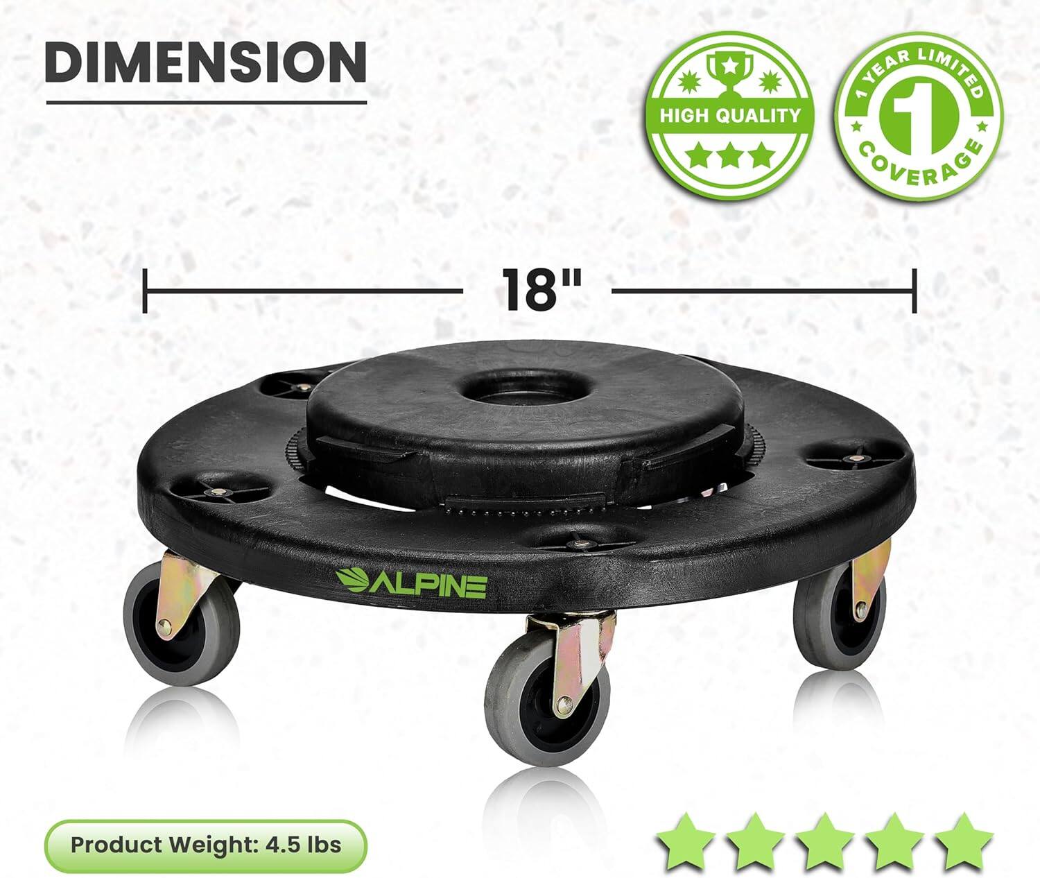 DIMENSION, HIGH QUALITY, 1 YEAR LIMITED COVERAGE, 18", ALPINE, Product Weight: 4.5 lbs