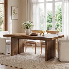 Tribesigns - 63" Solid Wood Dining Table, Rustic - Brown