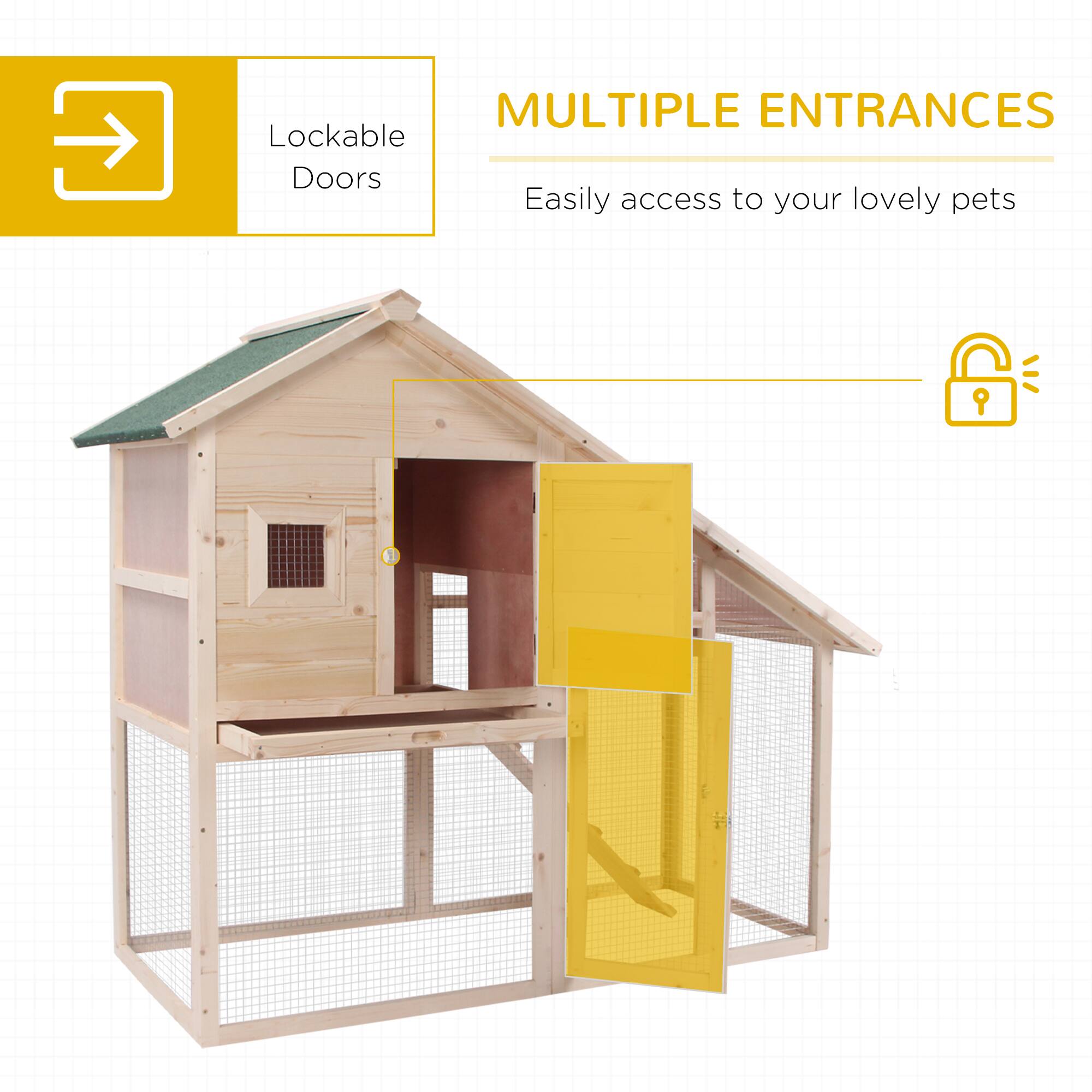 MULTIPLE ENTRANCES  
Easily access to your lovely pets  

Lockable Doors
