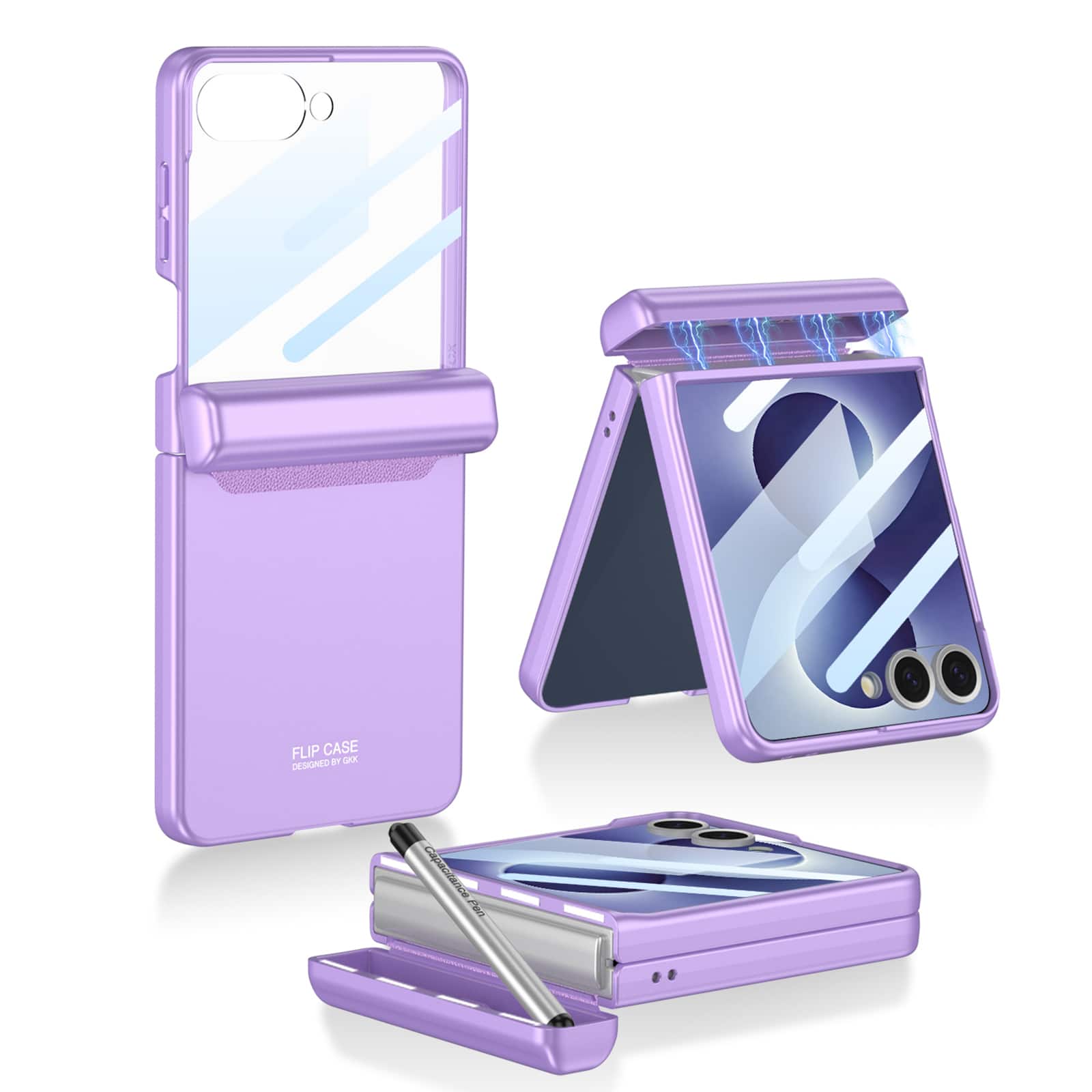 Dteck - For Samsung Galaxy Z Flip8 Rugged Case with Stylus Pen,Built-in Screen Protector Magnetic Hinge Protection Cover - Purple price history on PriceWatchPro