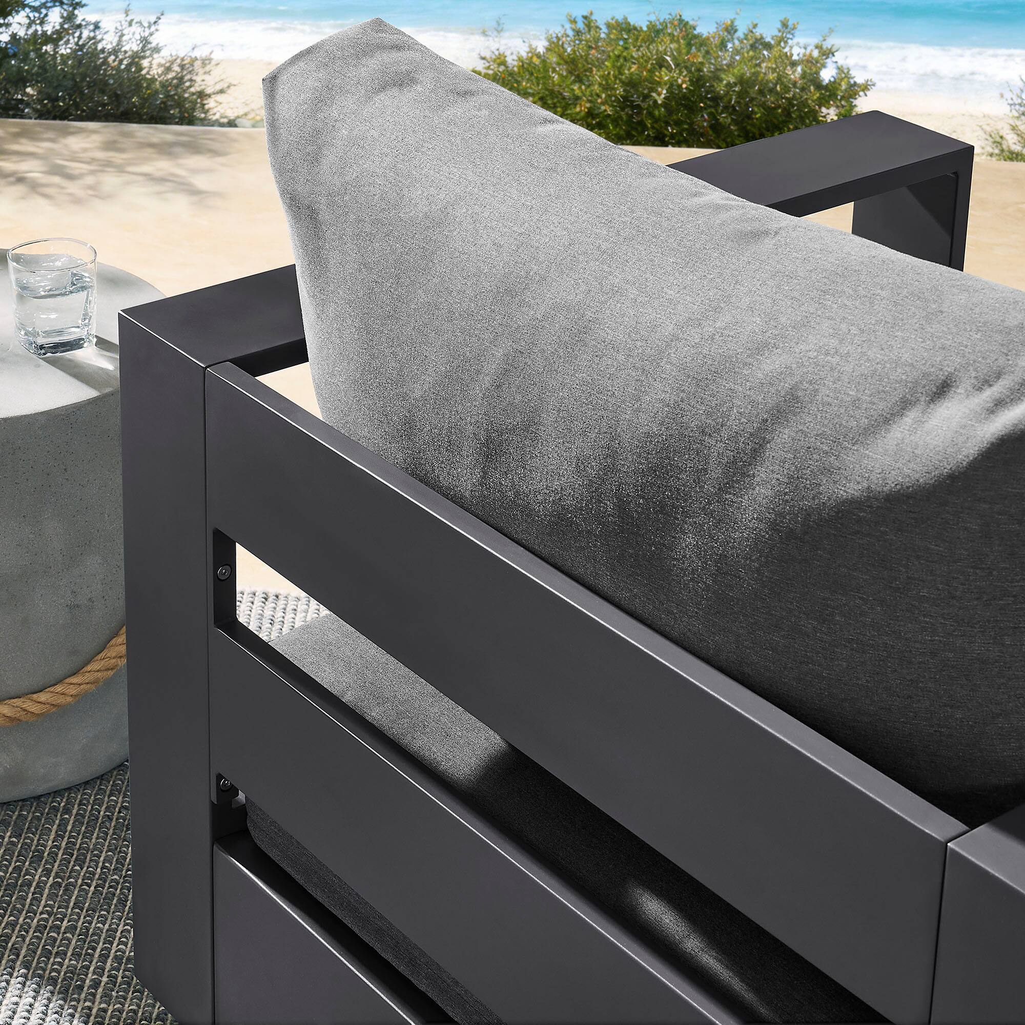Alt View 1. Modway - Tahoe Outdoor Powder-Coated Aluminum Swivel Armchair by Modway - Gray Charcoal.