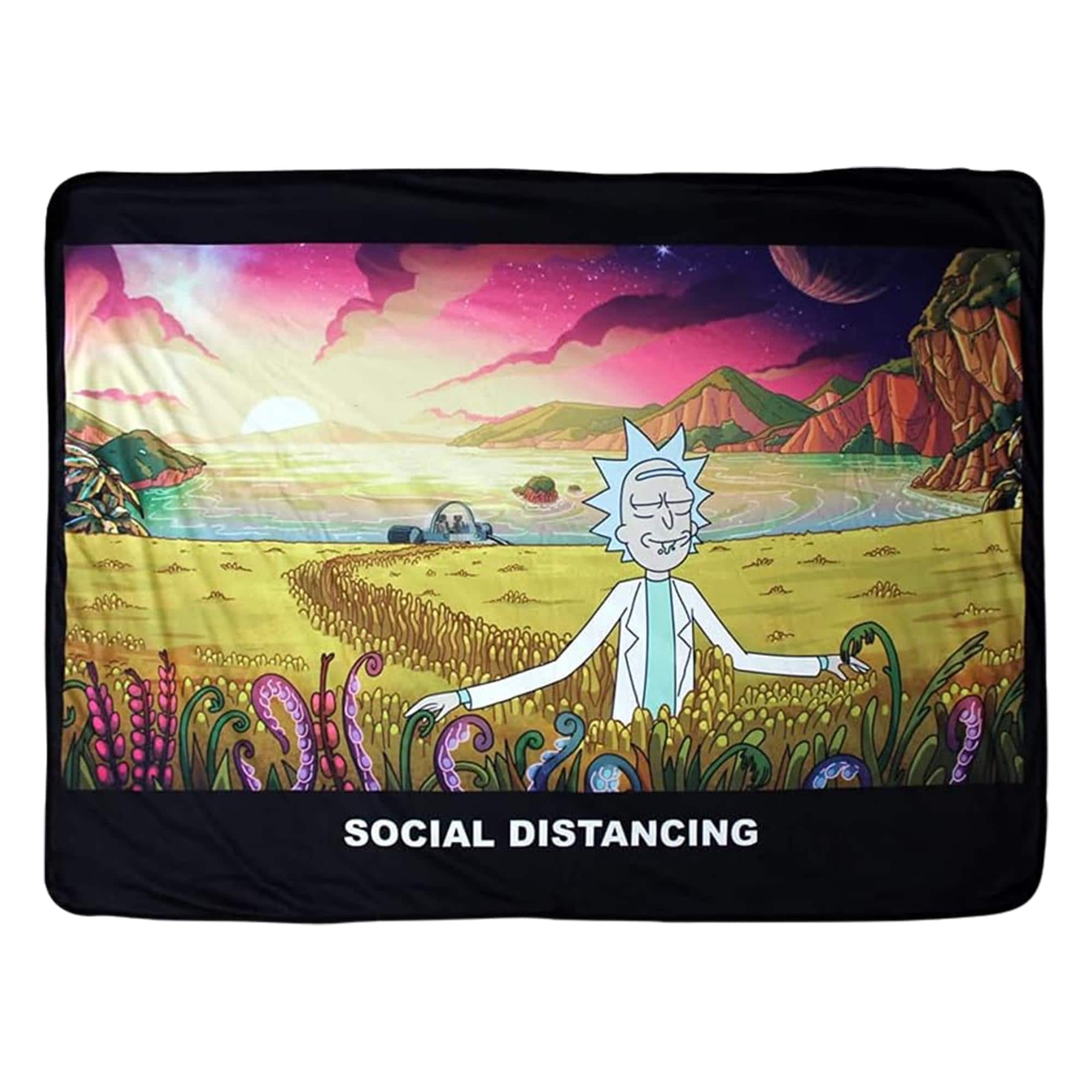 Just Funky - Rick and Morty Social Distancing 45 x 60 Inch Fleece Throw Blanket - Multi-Color price history on PriceWatchPro