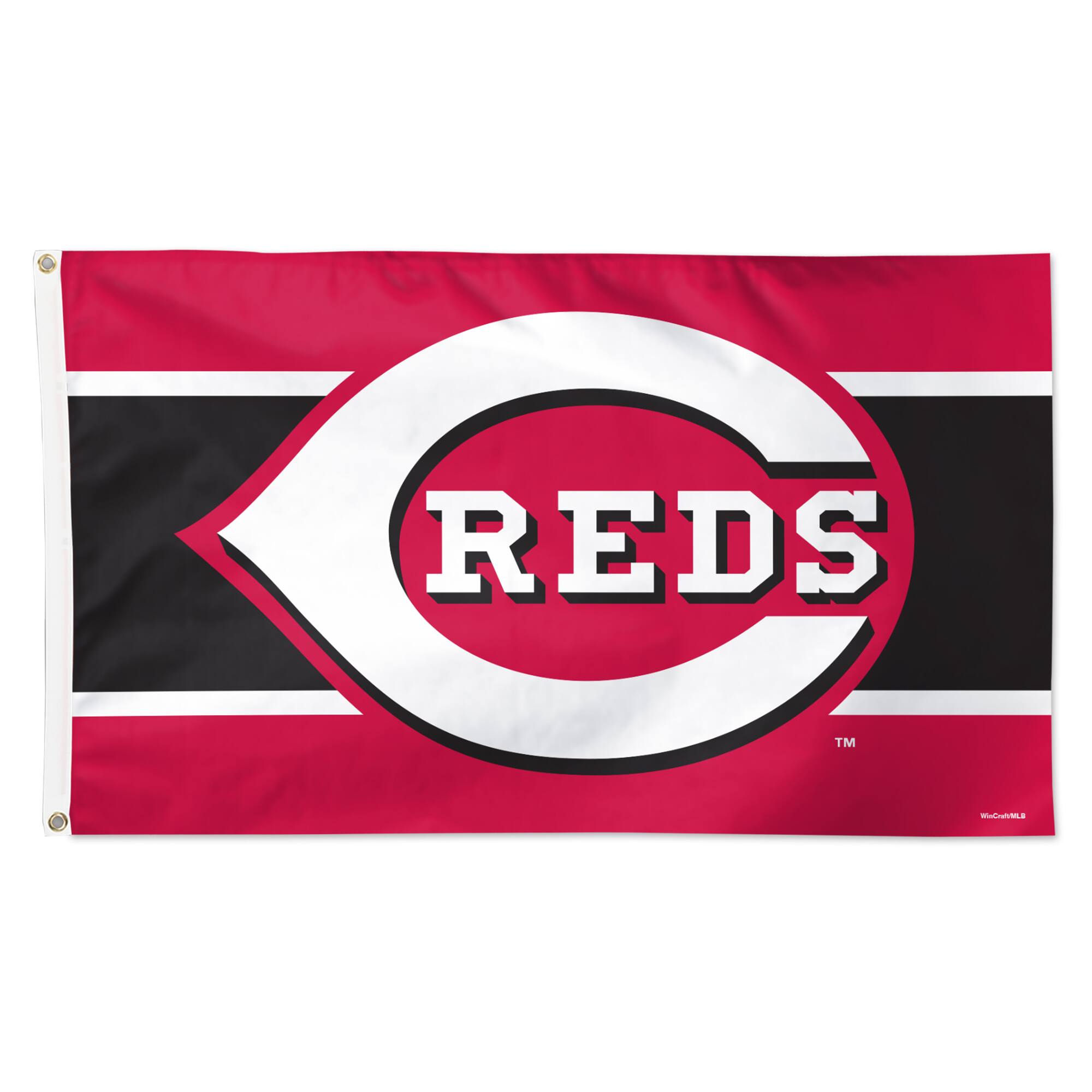 WinCraft - Cincinnati Reds 3' x 5' Horizontal Stripe Deluxe Single-Sided Flag - Multicolor