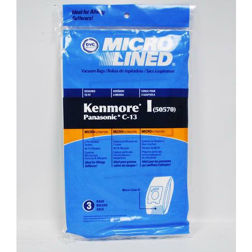 Ideal for Allergy Sufferers!

DVC MICRO LINED Vacuum Bags / Bolsas de Aspiradora / Sacs d'aspirateur

DESIGNED FOR
Kenmore I (50570) Panasonic* C-13

MICRO-FILTRATION
MICRO-ETRACCIÓN
MICRO-FILTRATION

3 BAGS / BOLSAS / SACS