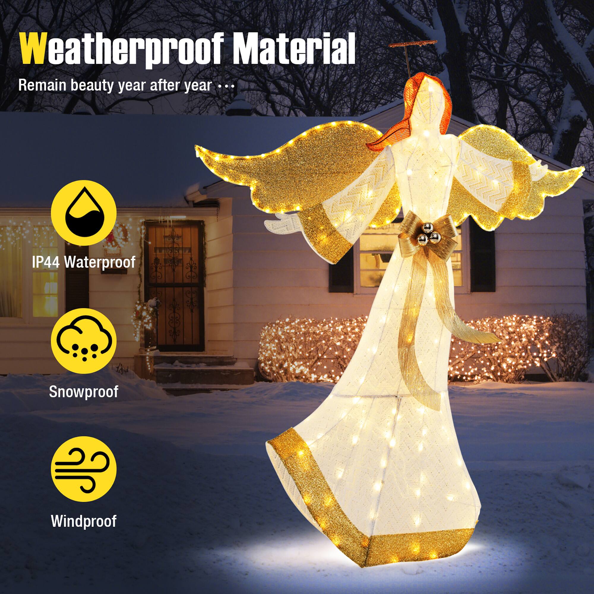 Weatherproof Material  
Remain beauty year after year ...  

IP44 Waterproof  
Snowproof  
Windproof