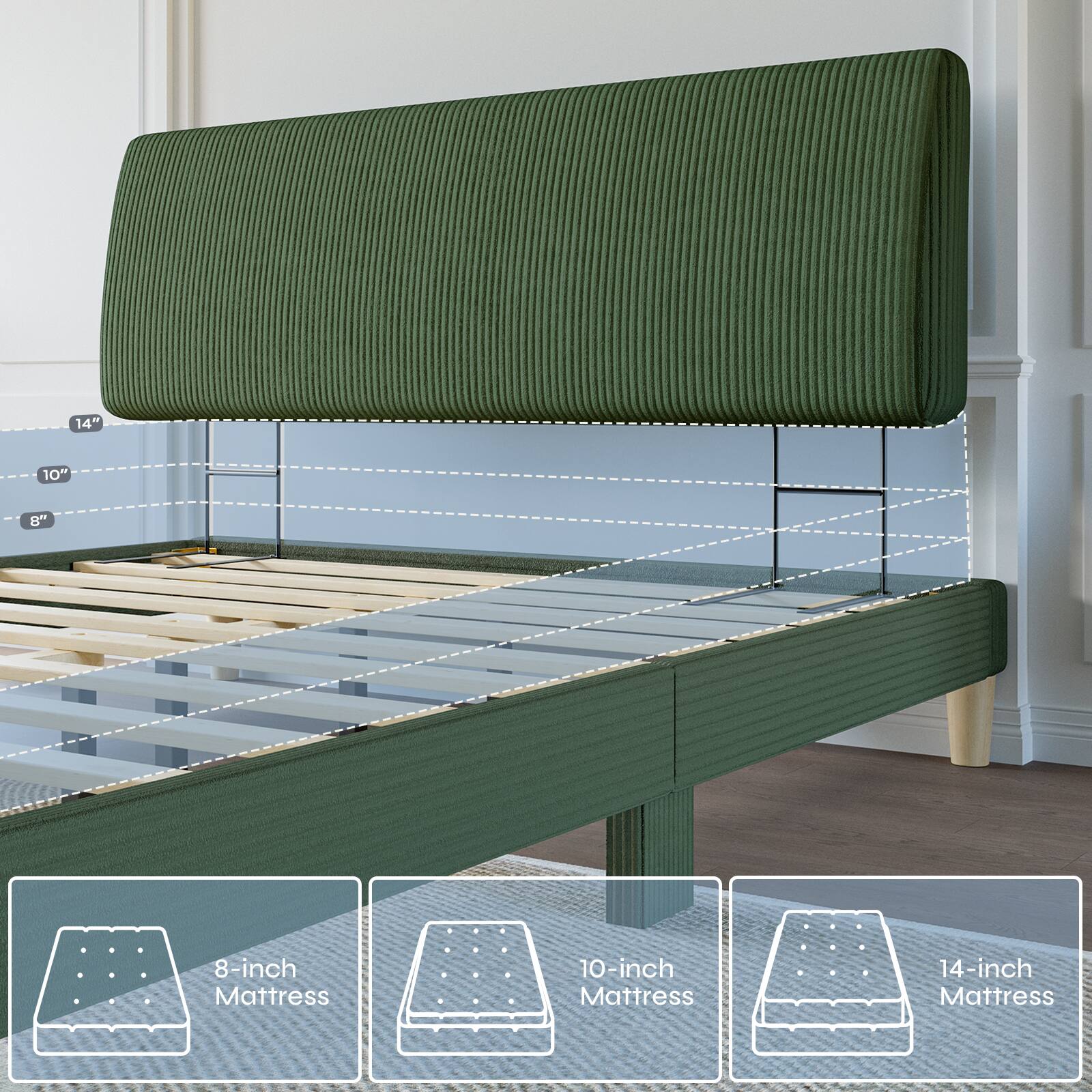 14"
10"
8"
8-inch Mattress
10-inch Mattress
14-inch Mattress