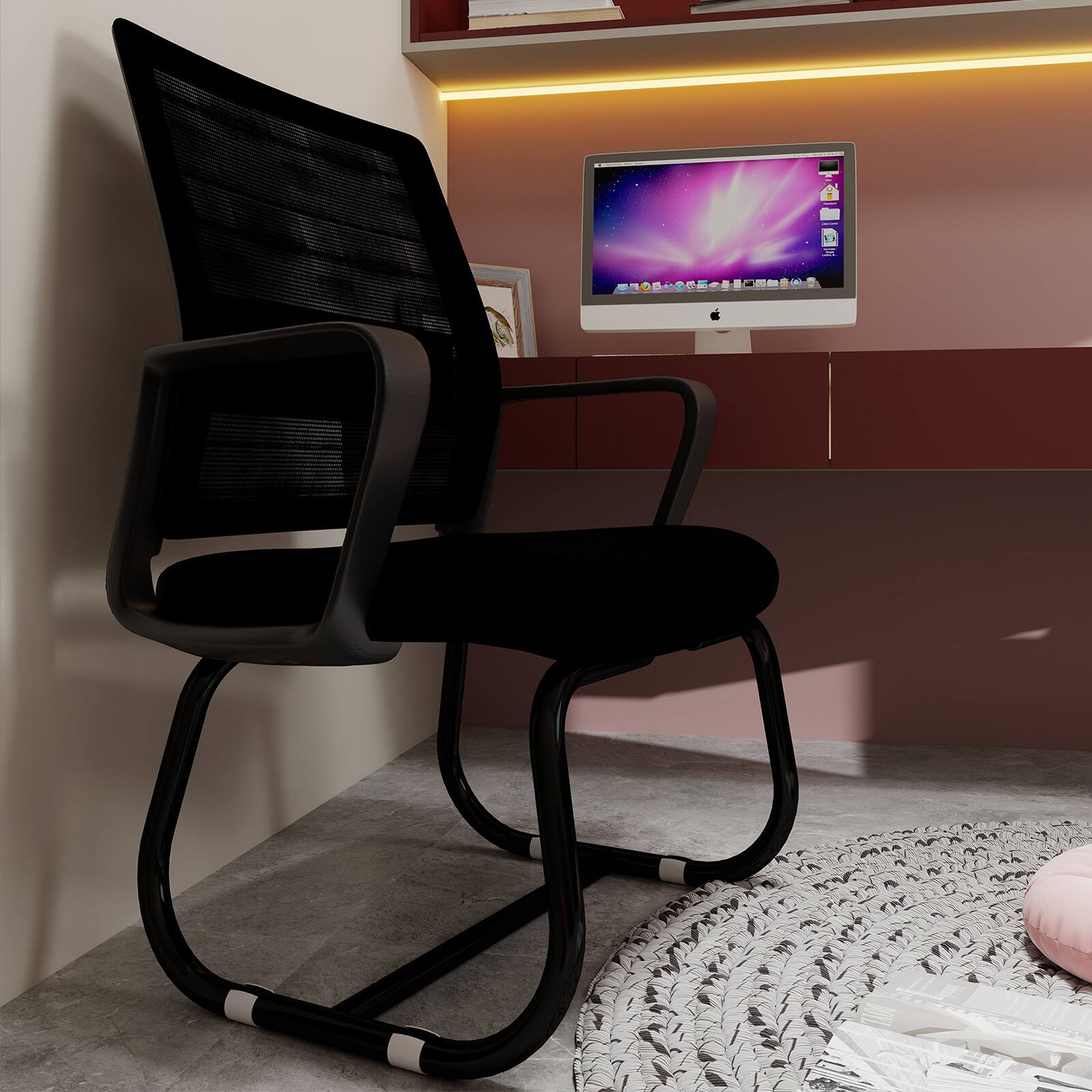 Alt View 5. GOODSILO - Minimalist Modern Office Chair - Metal Frame, Soft Cushion, Home & Office Use - Black.