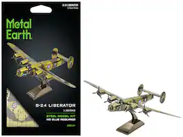 Metal Earth - Consolidated B-24 Liberator Diamond Lil US Army Air Forces Bomber Aircraft Steel Model Kit Challenging Difficulty - Multi