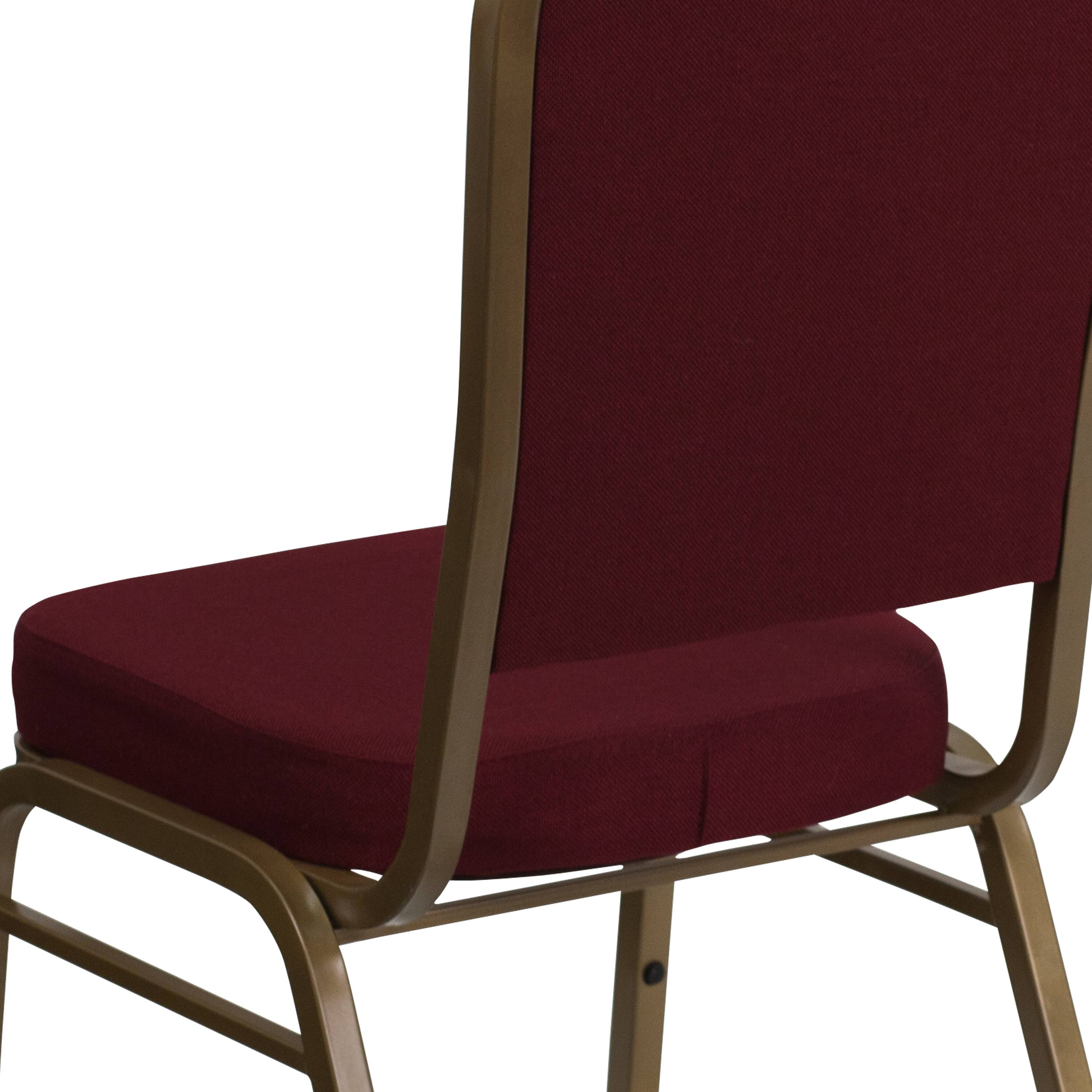 Alt View 10. Emma + Oliver - Crown Back Stacking Banquet Dining Chair - Burgundy Fabric/Gold Frame.