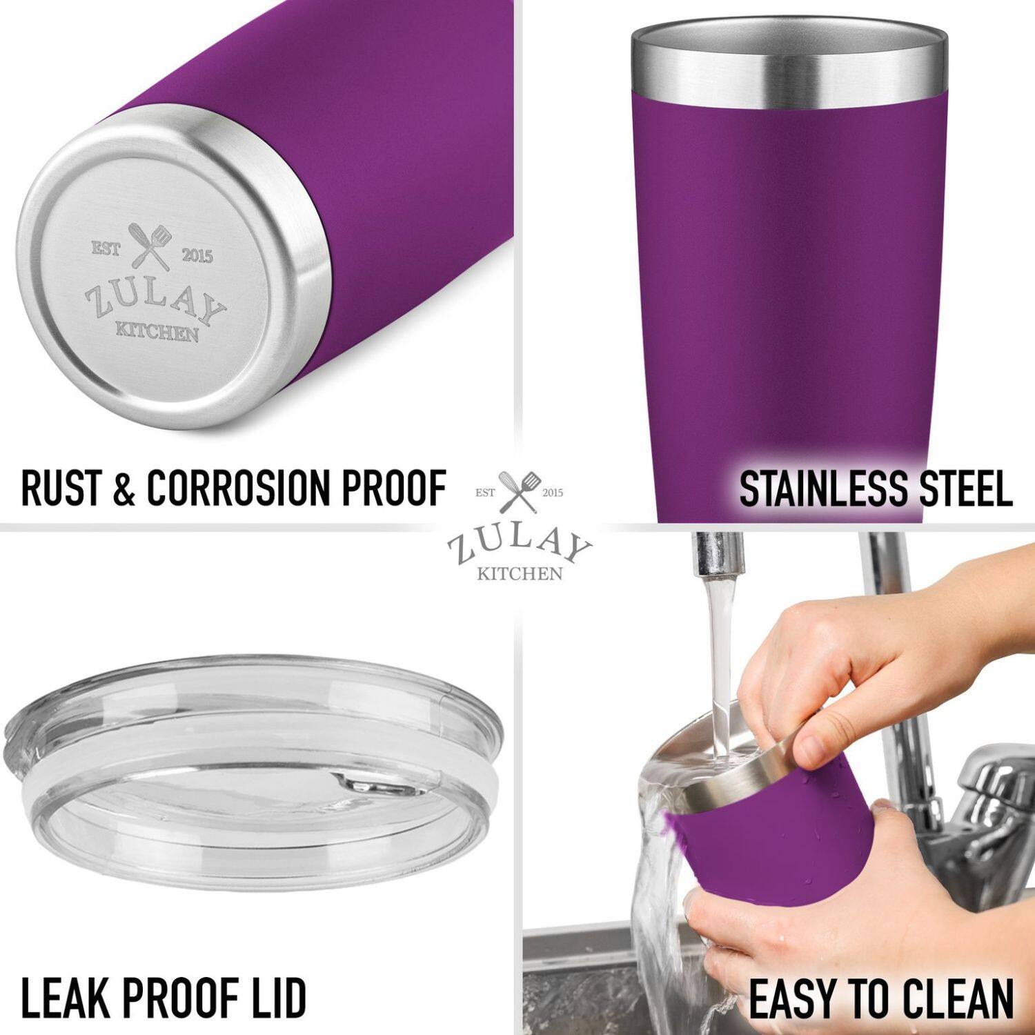 EST 2015 ZULAY KITCHEN  
RUST & CORROSION PROOF  
STAINLESS STEEL  
LEAK PROOF LID  
EASY TO CLEAN