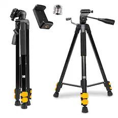 Front. Kodak - 62" Lightweight Tripod w/ QuickRelease, Smartphone Adapter & Carry Case - Black.