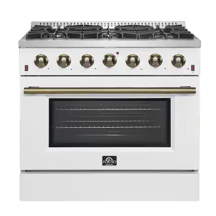 Front. Forno Appliances - Galiano 5.36 Cu. Ft. Freestanding Gas Range with Convection Oven - White.