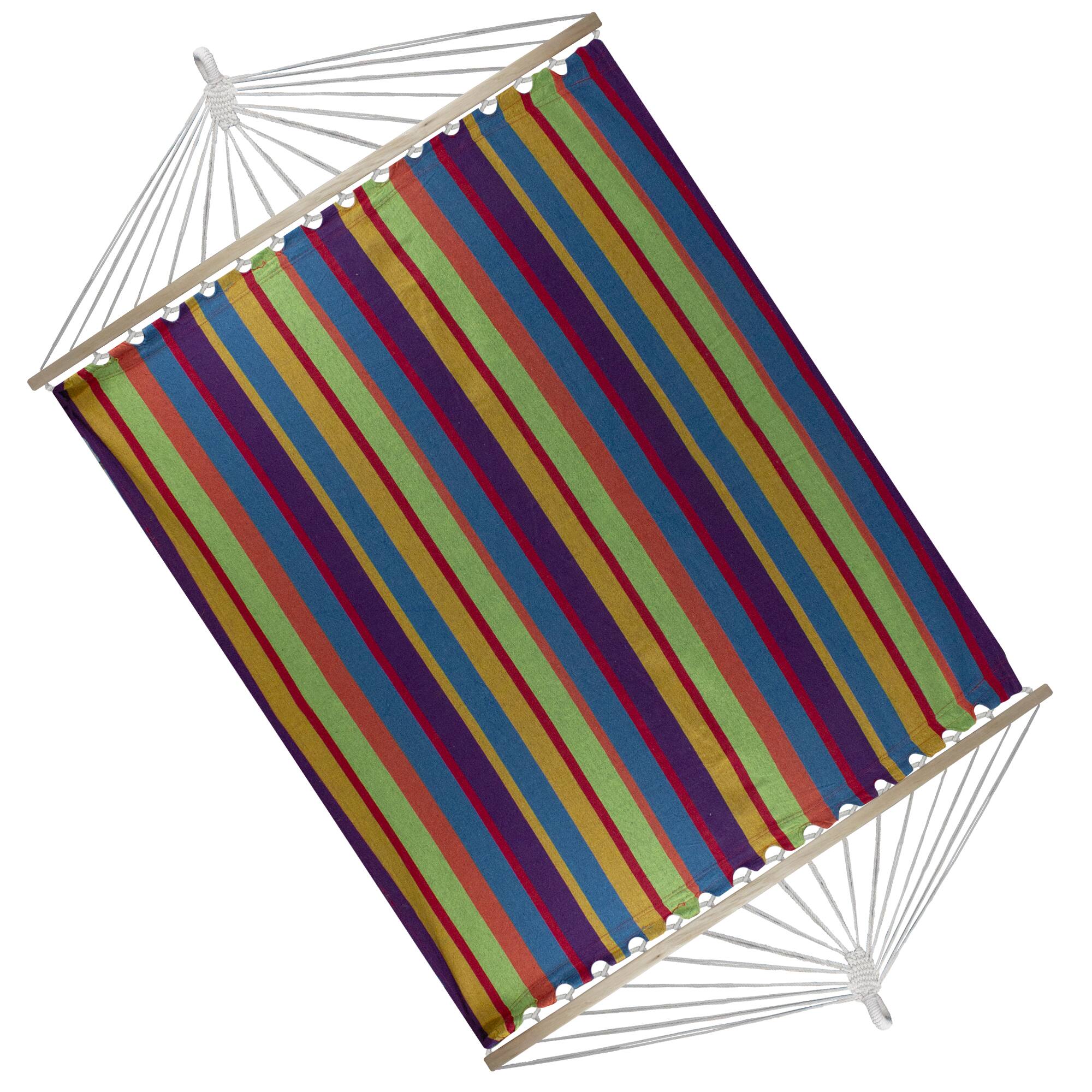 76" x 59" Striped Two Person Cotton Double Hammock