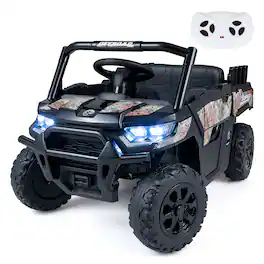 Costway - 24V Ride On Dump Truck Car with Remote Control, 2 x 100W Motors, 2-Wheel Absorbers - Black
