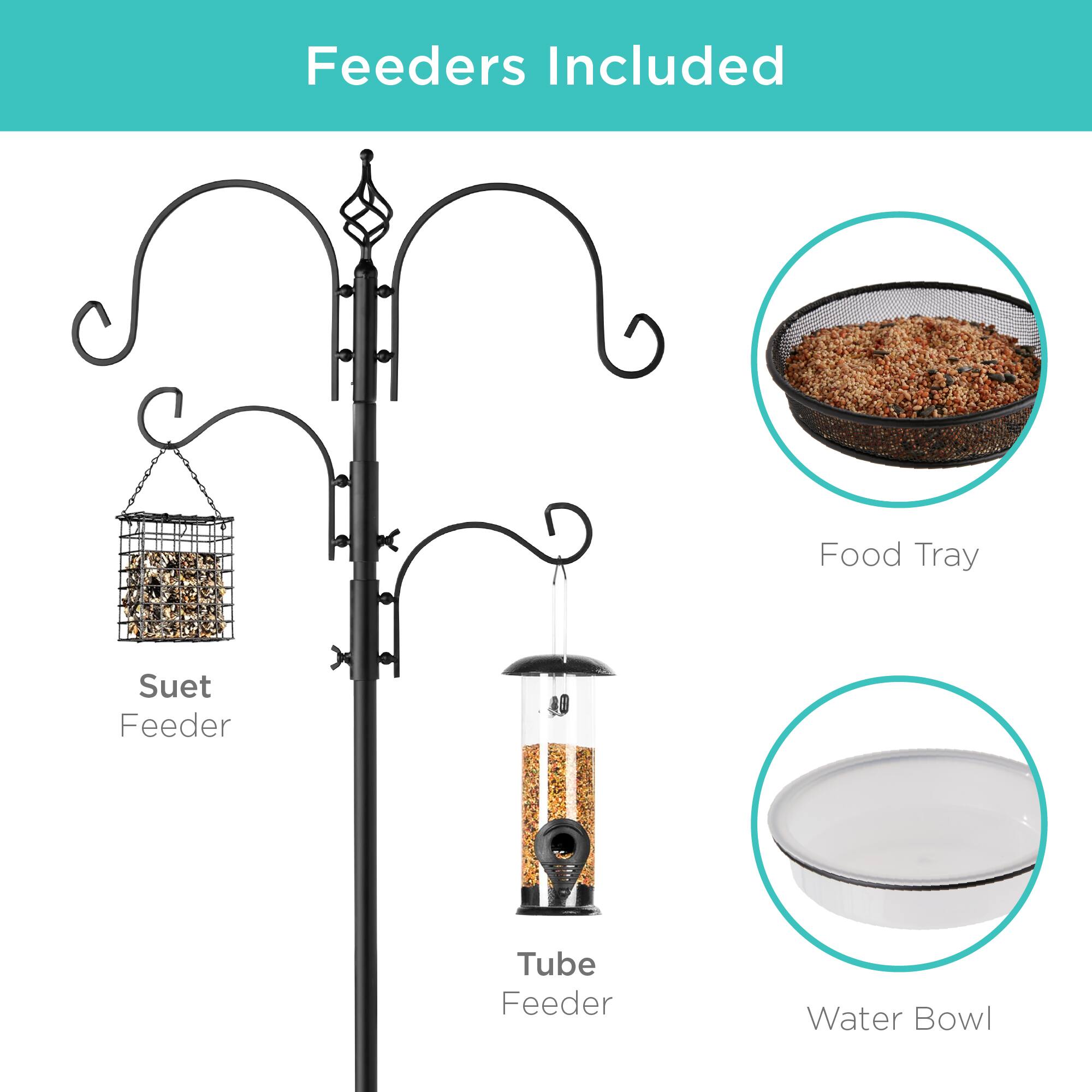 Feeders Included

- Suet Feeder
- Tube Feeder
- Food Tray
- Water Bowl