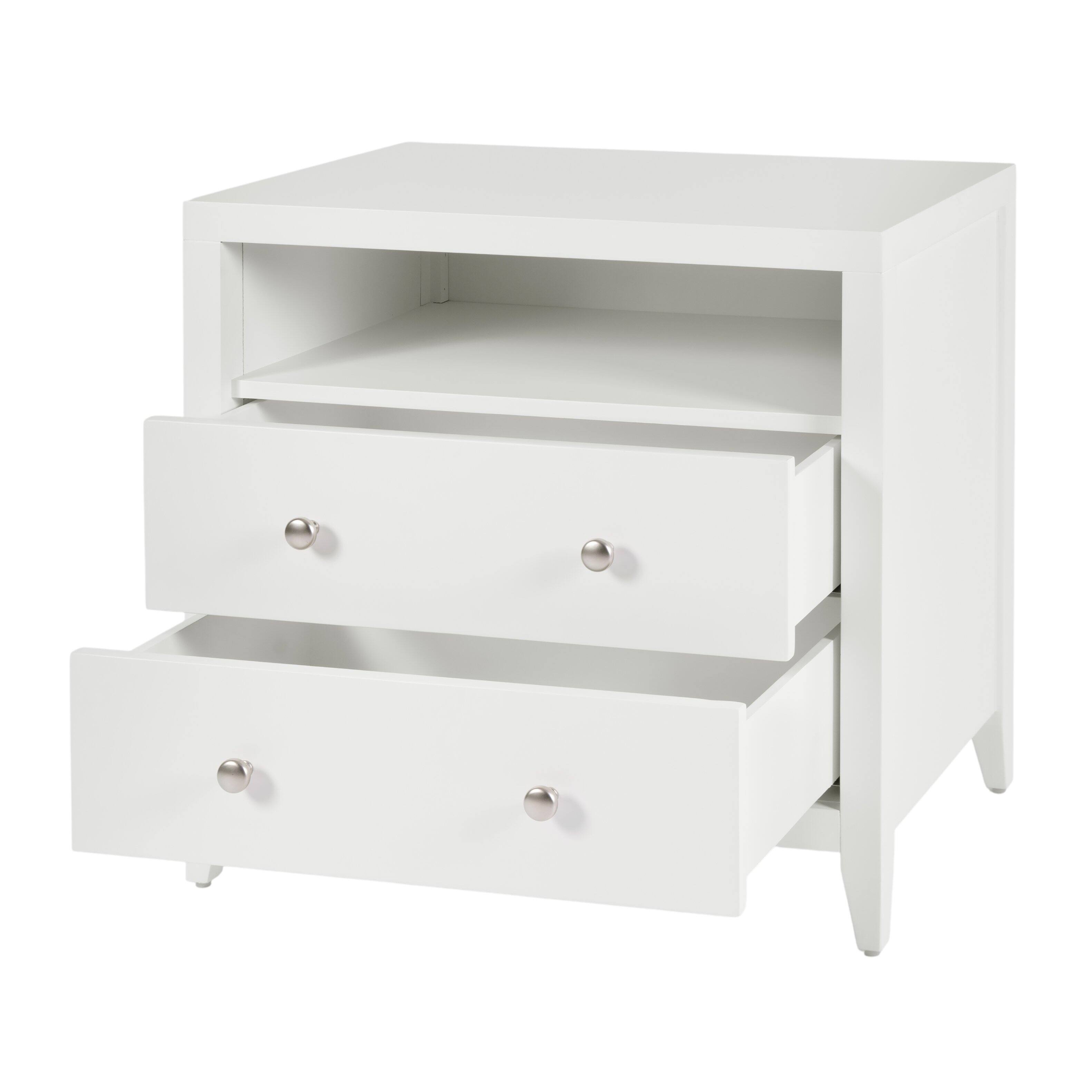 Alt View 1. Butler Specialty - Dana 28 in. W Rectangular Wood 2 Drawer Nightstand with Top Shelf - White.