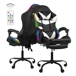 Ecooso - Gaming Chair with RGB Lighting, Ergonomic Design and Adjustable Armrests for Home Office and Computer Gaming Setup - Black